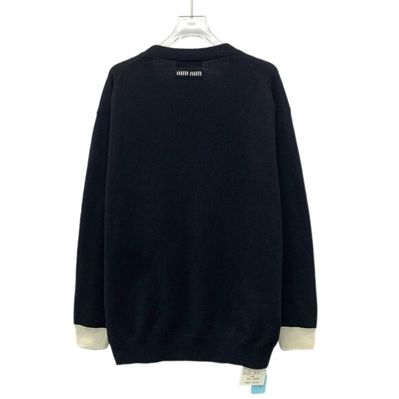 Miu Miu 22 Collection Black Logo Gold Button Knit Cardigan - Picture 2 of 8